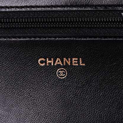 Chanel Lambskin Quilted Boy Wallet On Chain WOC Black 5 of 9