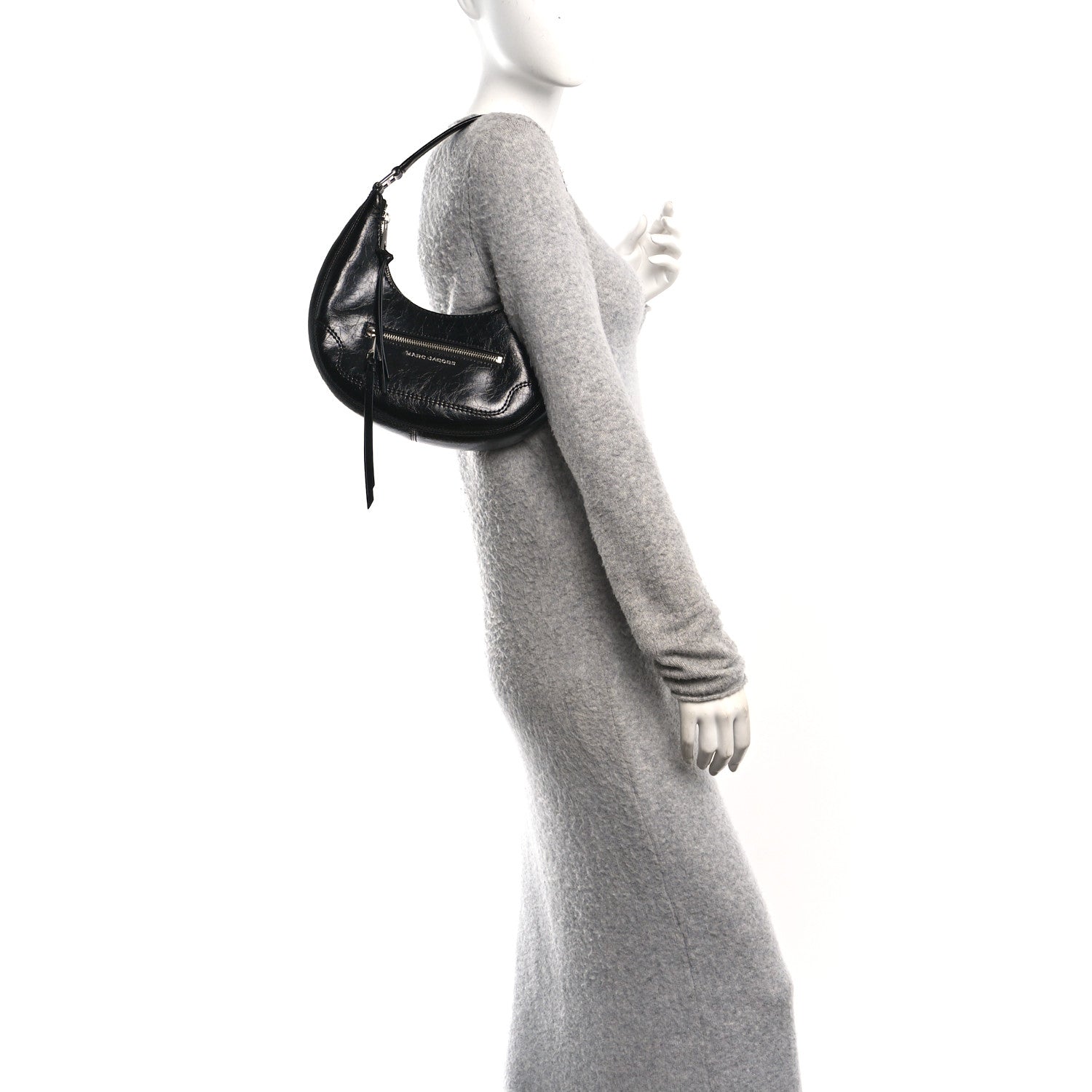 Marc Jacobs Crinkled Calfskin Crusier Crescent Bag Black 2 of 10