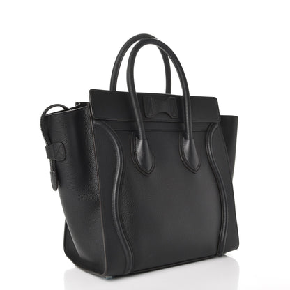 Celine Drummed Calfskin Mini Luggage Black 3 of 8