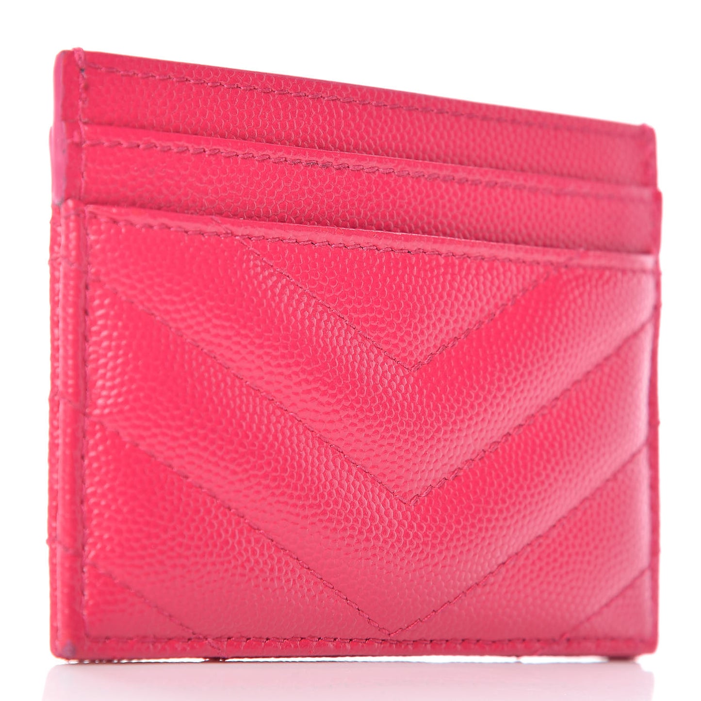 Grain De Poudre Matelasse Chevron Monogram Credit Card Case Fresh Fuxia