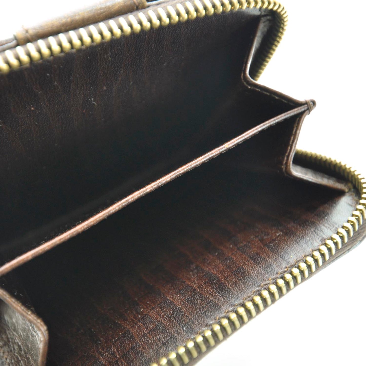 Zucchino Vitello Compact Zip Around Wallet Mogano Panna Bruciato