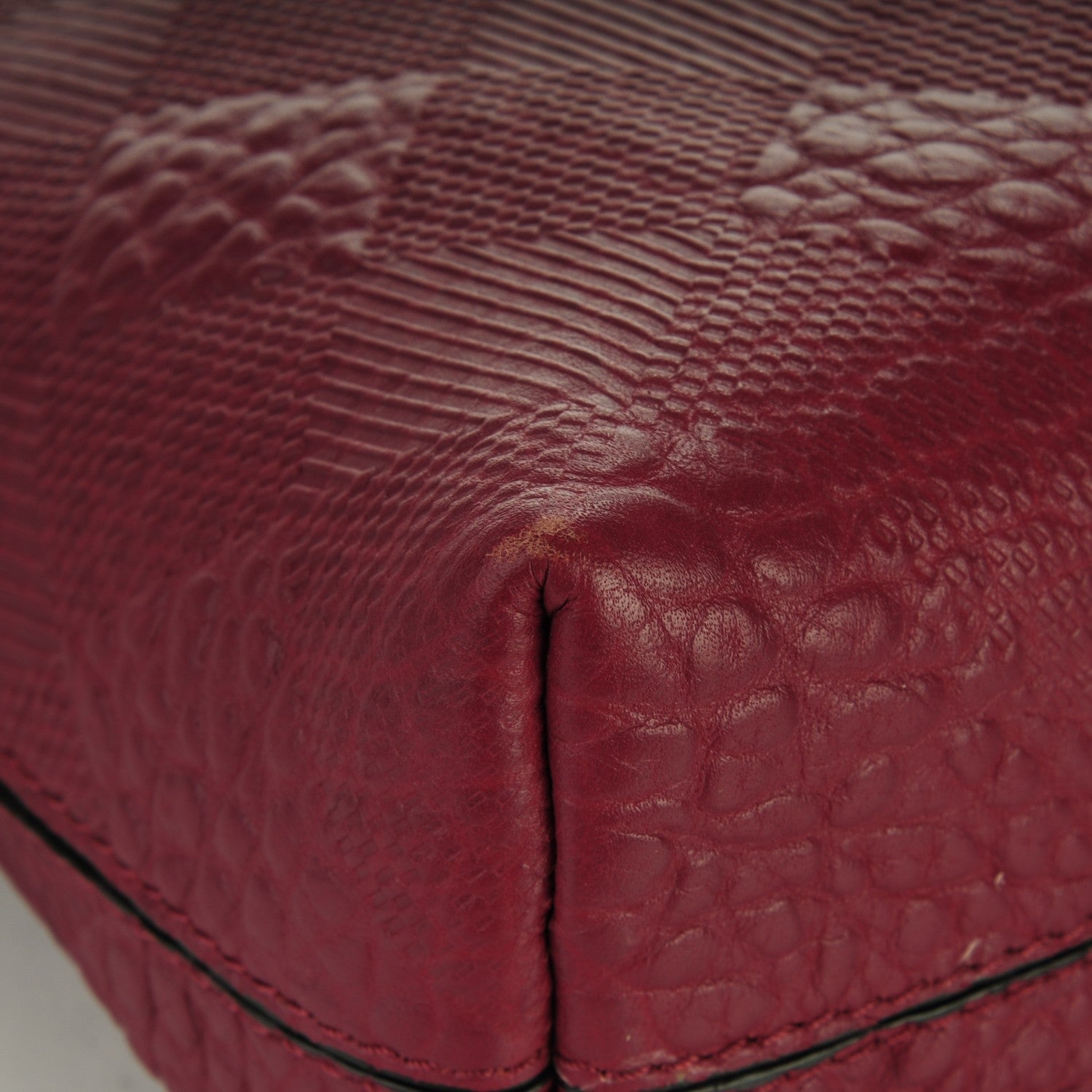 Burberry Signature Grain Calfskin Check Embossed Small Chichester Crossbody Clutch Bag Mahogany Red 9 of 10