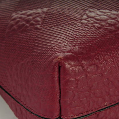 Burberry Signature Grain Calfskin Check Embossed Small Chichester Crossbody Clutch Bag Mahogany Red 9 of 10