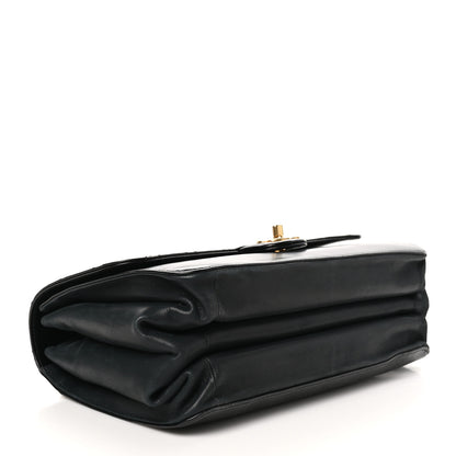 Chanel Aged Glazed Calfskin Quilted Straight Lined Flap Black 4 of 11