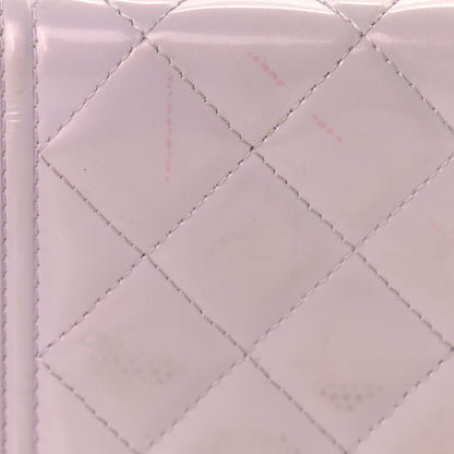 Chanel Patent Calfskin Quilted Boy Wallet On Chain WOC Purple 14 of 17