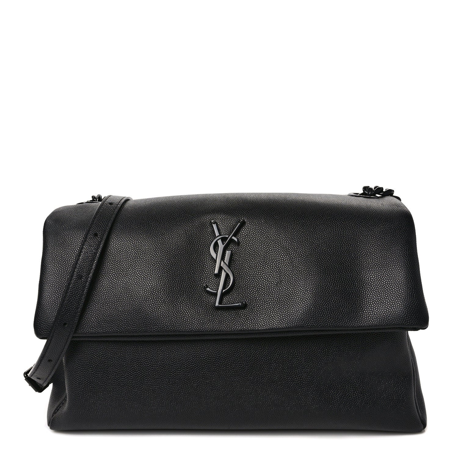 Saint Laurent Grain De Poudre Medium West Hollywood Monogram Fold-Over Black 1 of 8