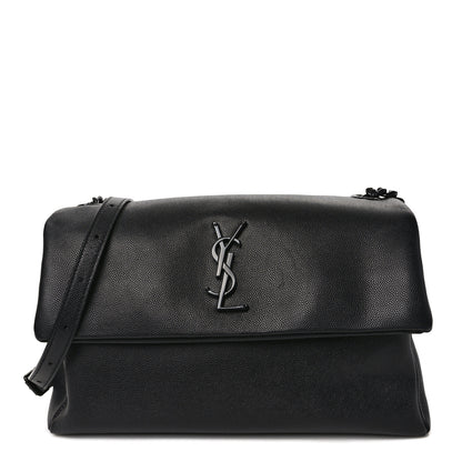 Saint Laurent Grain De Poudre Medium West Hollywood Monogram Fold-Over Black 1 of 8