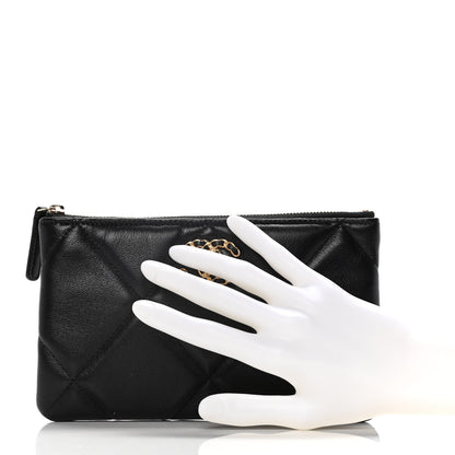 Chanel Shiny Goatskin Quilted Small Chanel 19 Pouch Black 2 of 12