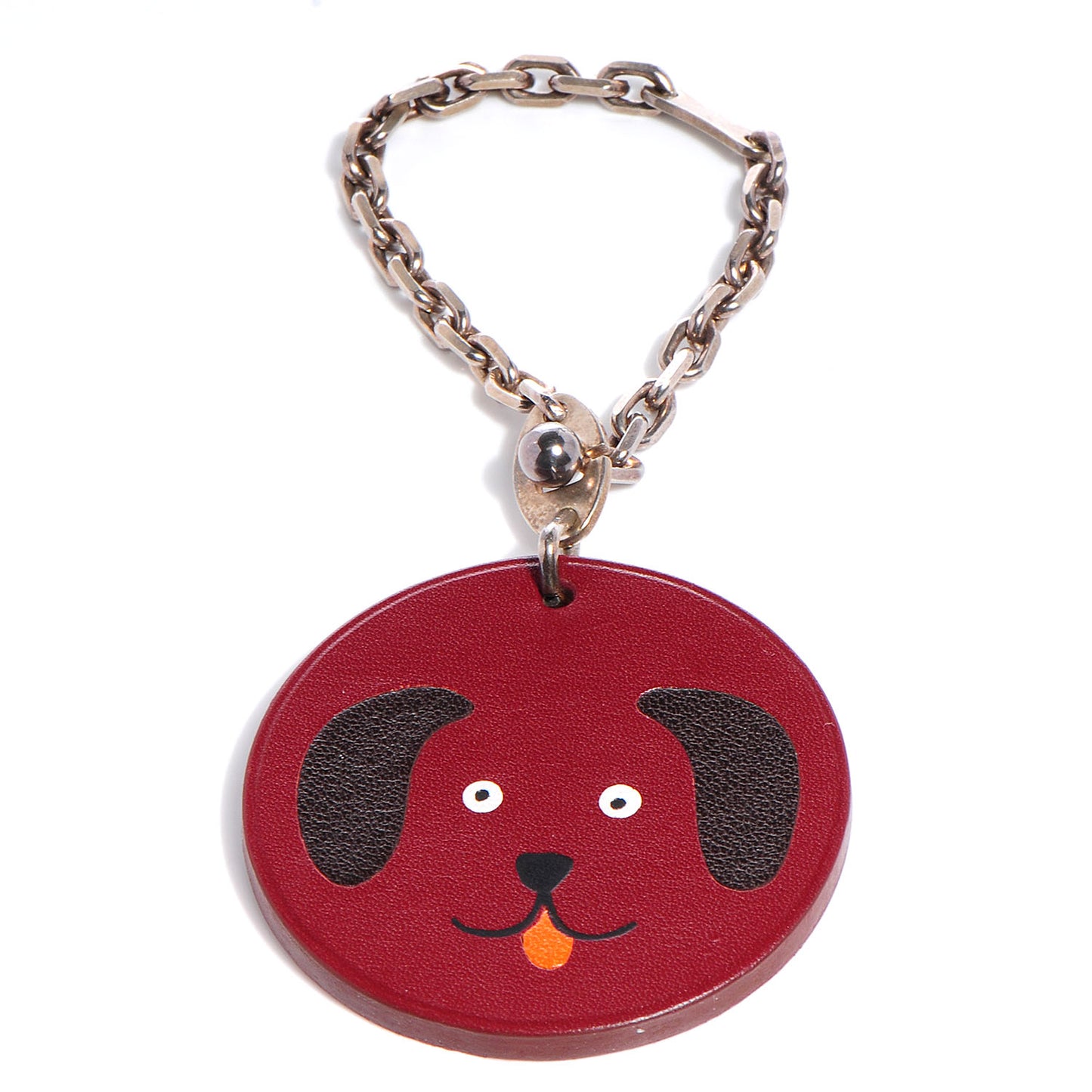 Veau Box Dog Key Chain Bag Charm Rouge H
