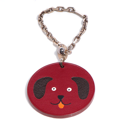 Hermes Veau Box Dog Key Chain Bag Charm Rouge H 1 of 5