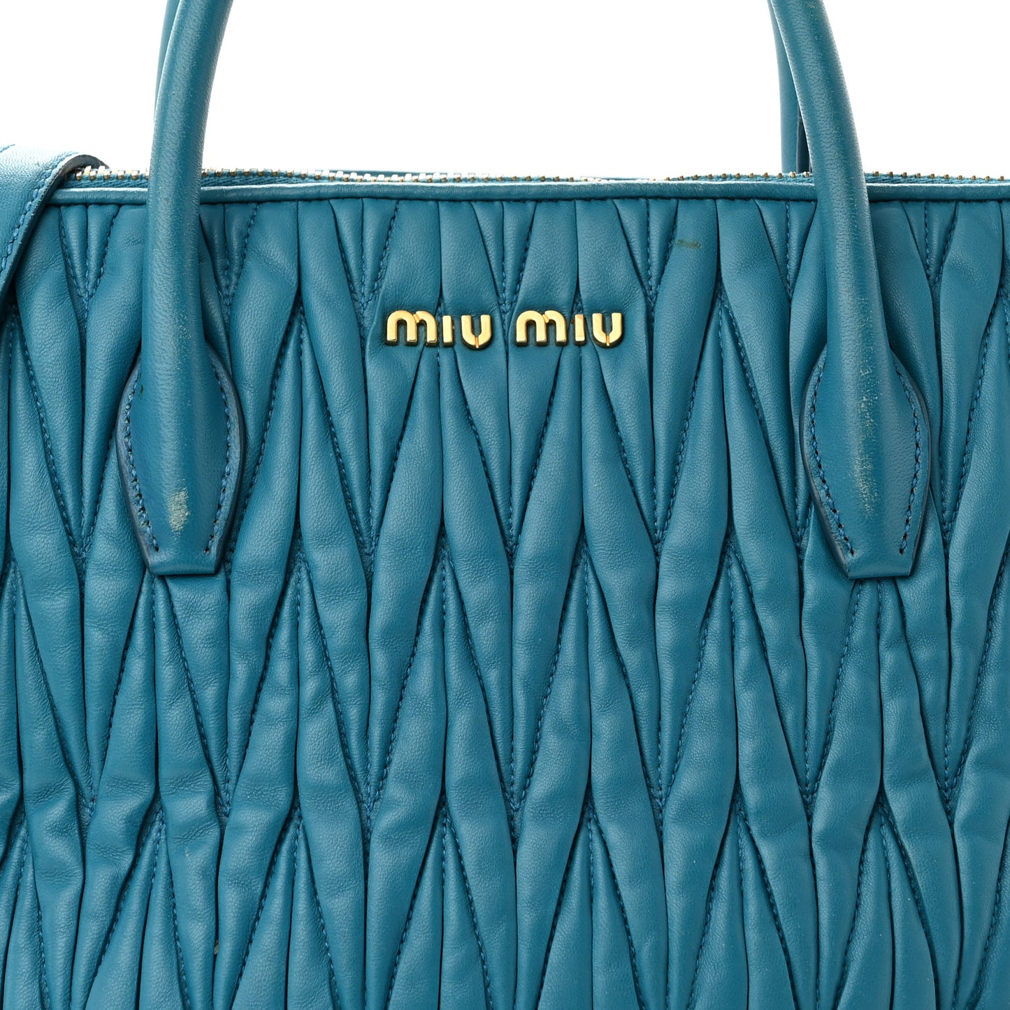 Nappa Matelasse Top Handle Bag Turchese