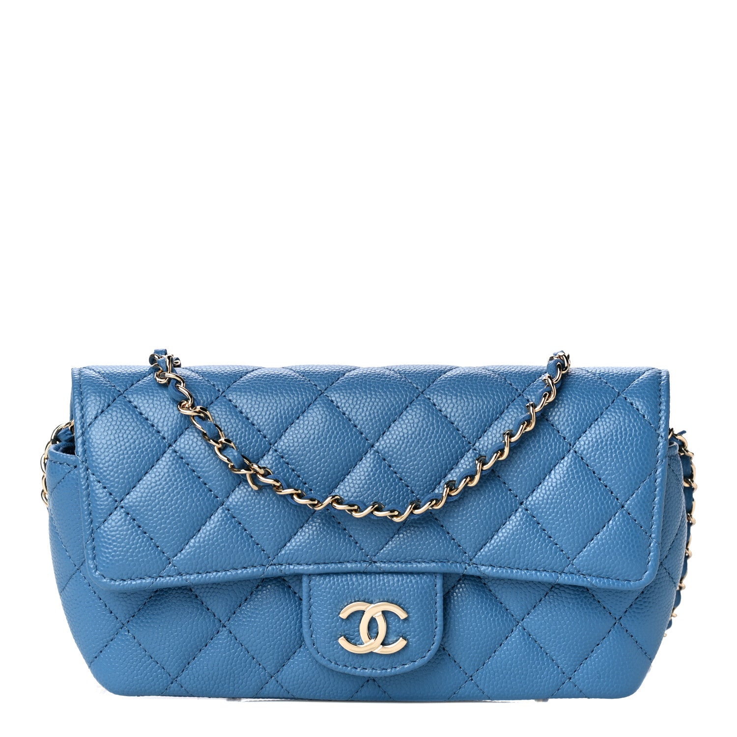 Chanel Caviar Quilted Glasses Case With Chain Blue 1 of 12