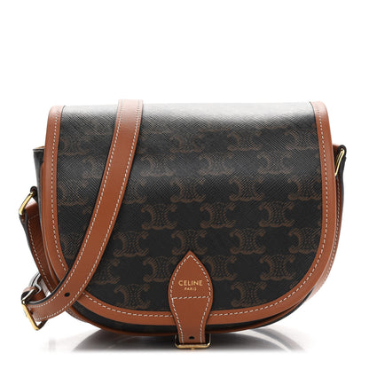 Celine Triomphe Canvas Medium Folco Bag Tan 1 of 10