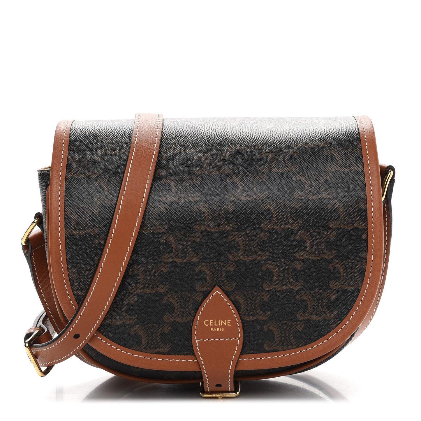 Triomphe Canvas Medium Folco Bag Tan