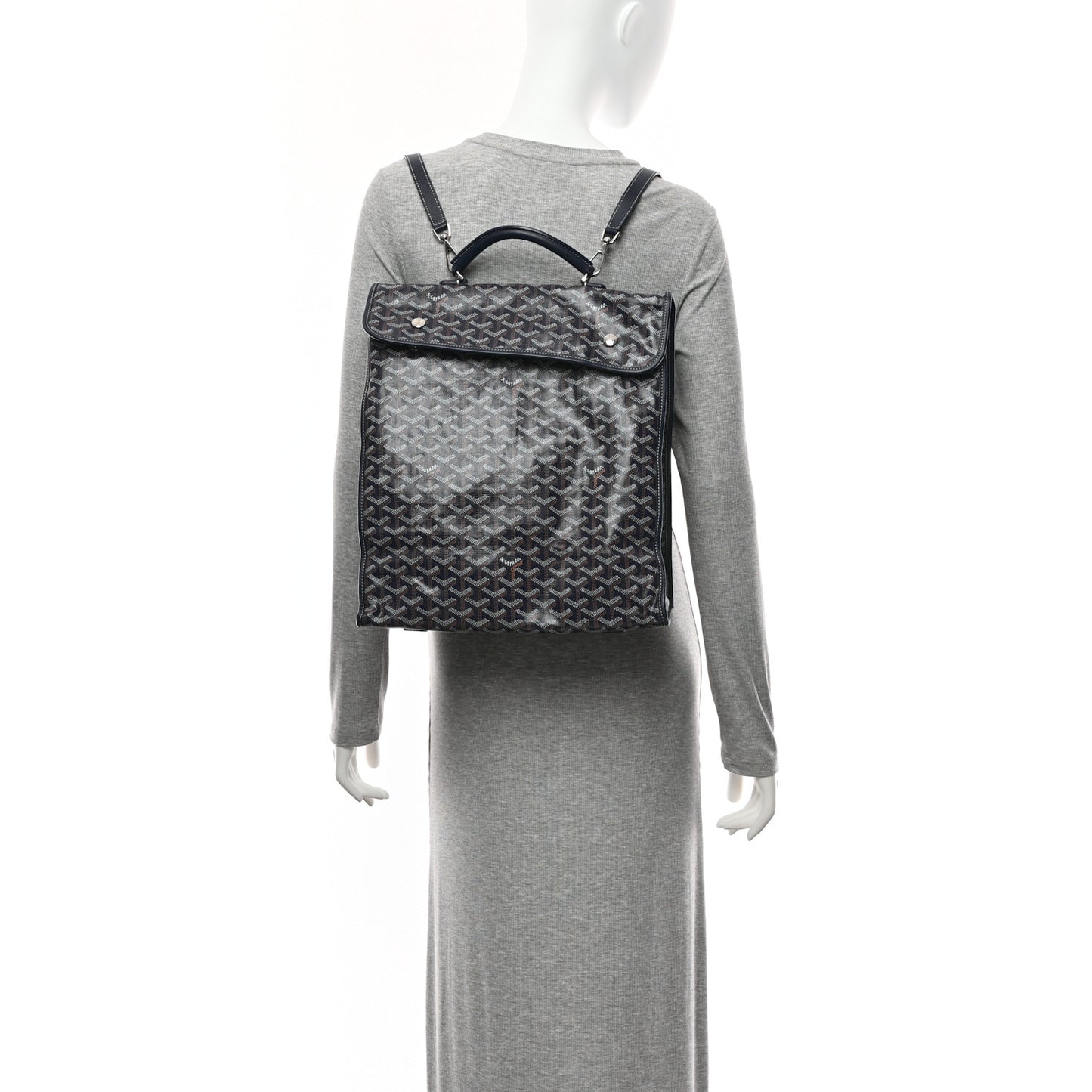 Goyardine Saint Leger Soft Briefcase Backpack Navy