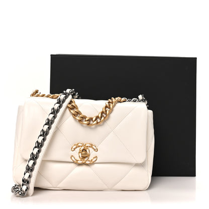 Chanel Lambskin Quilted Medium Chanel 19 Flap White 10 of 10