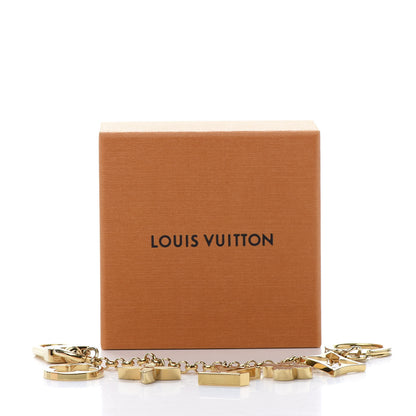 Louis Vuitton Brass Enamel Fleur De Monogram Bag Charm Chain Gold 7 of 7