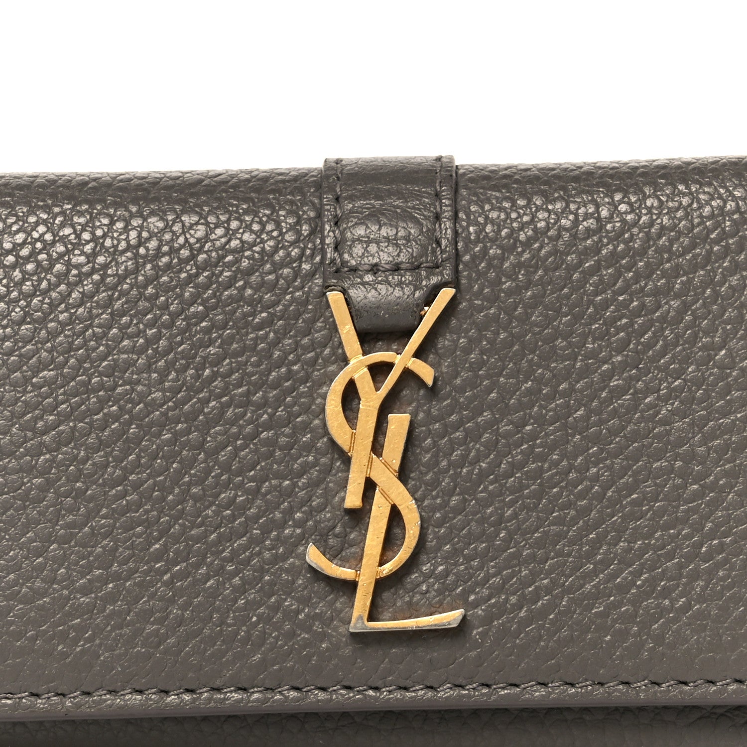 Saint Laurent Grained Calfskin Monogram Key Case Grey 9 of 9