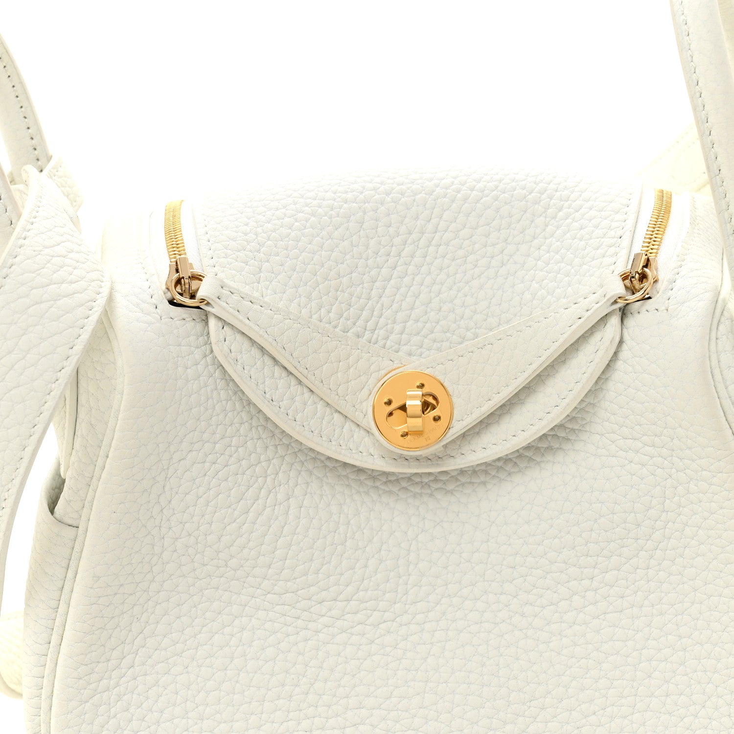 Hermes Taurillon Clemence Mini Lindy 20 New White 8 of 10