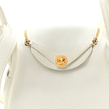 Hermes Taurillon Clemence Mini Lindy 20 New White 8 of 10
