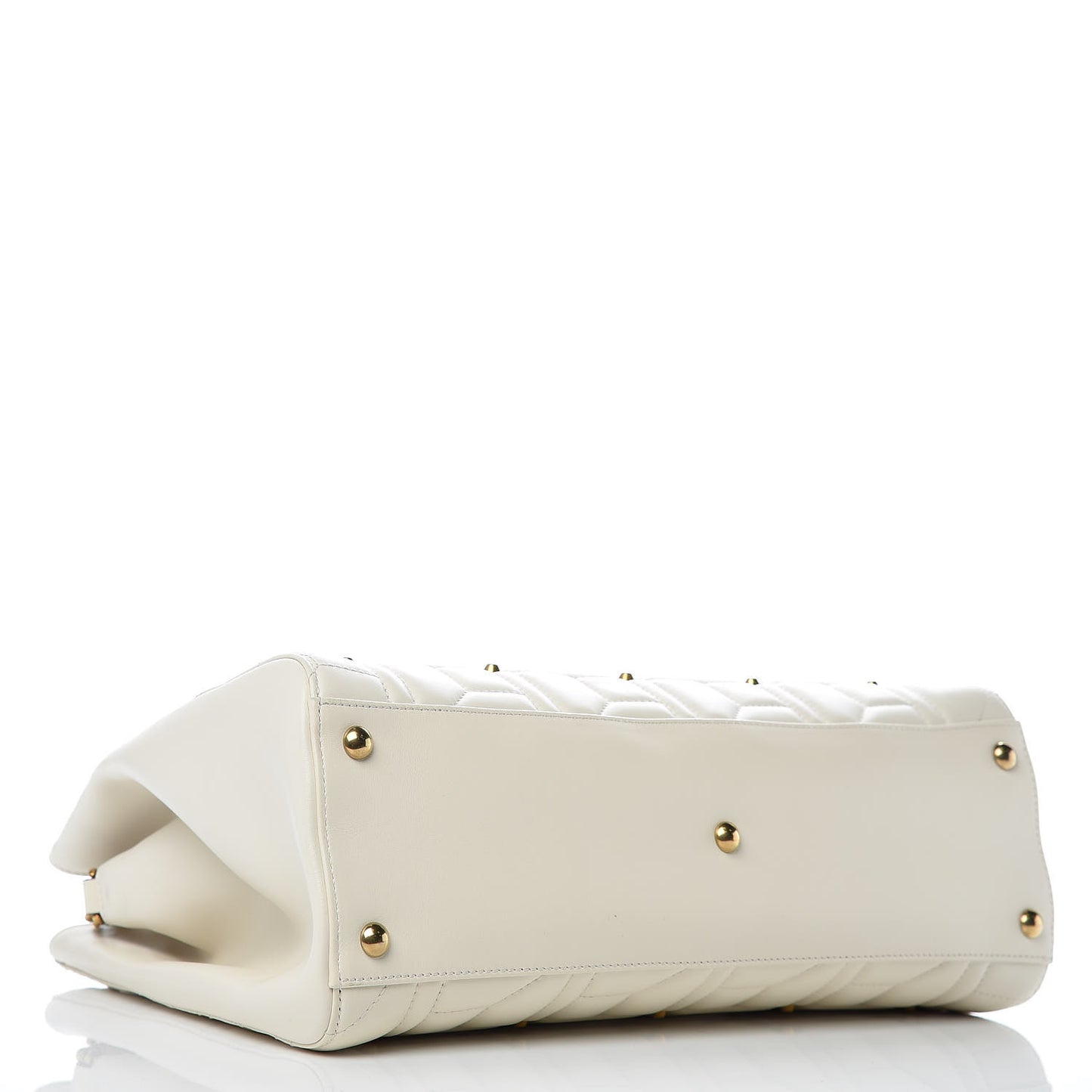 Calfskin Matelasse Studded Medium GG Marmont Tote White