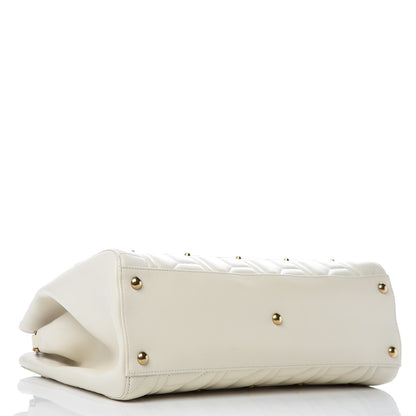 Gucci Calfskin Matelasse Studded Medium GG Marmont Tote White 4 of 10