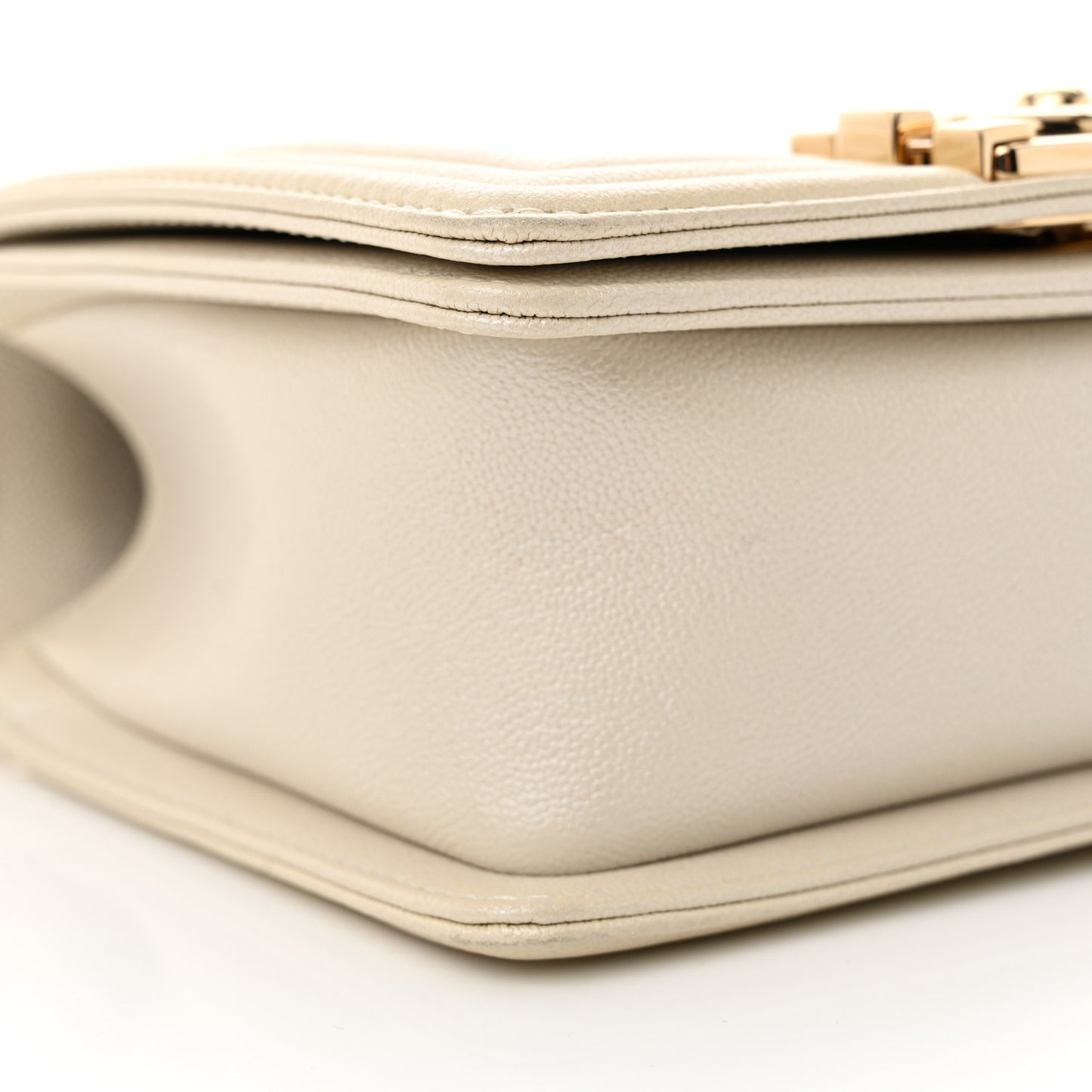 Iridescent Caviar Mini Boy Flap White