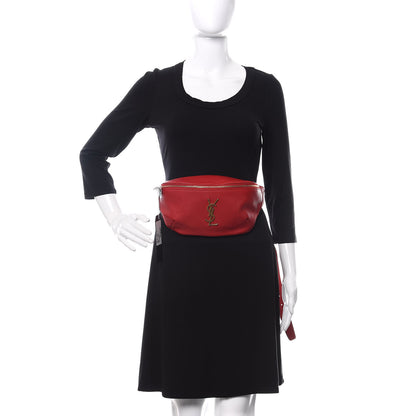 Saint Laurent Grain De Poudre Monogram Belt Bag Rouge Eros 2 of 10