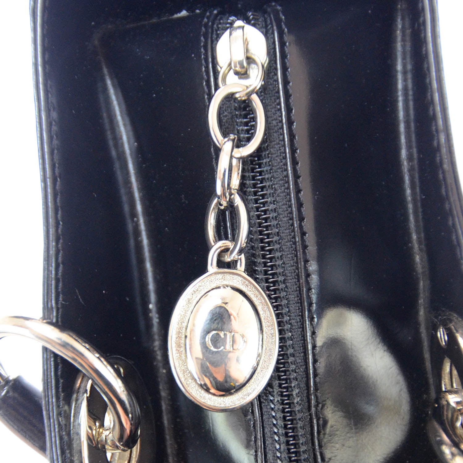 Christian Dior CHRISTIAN DIOR Patent Lady Dior Shoulder Bag Black 10 of 10