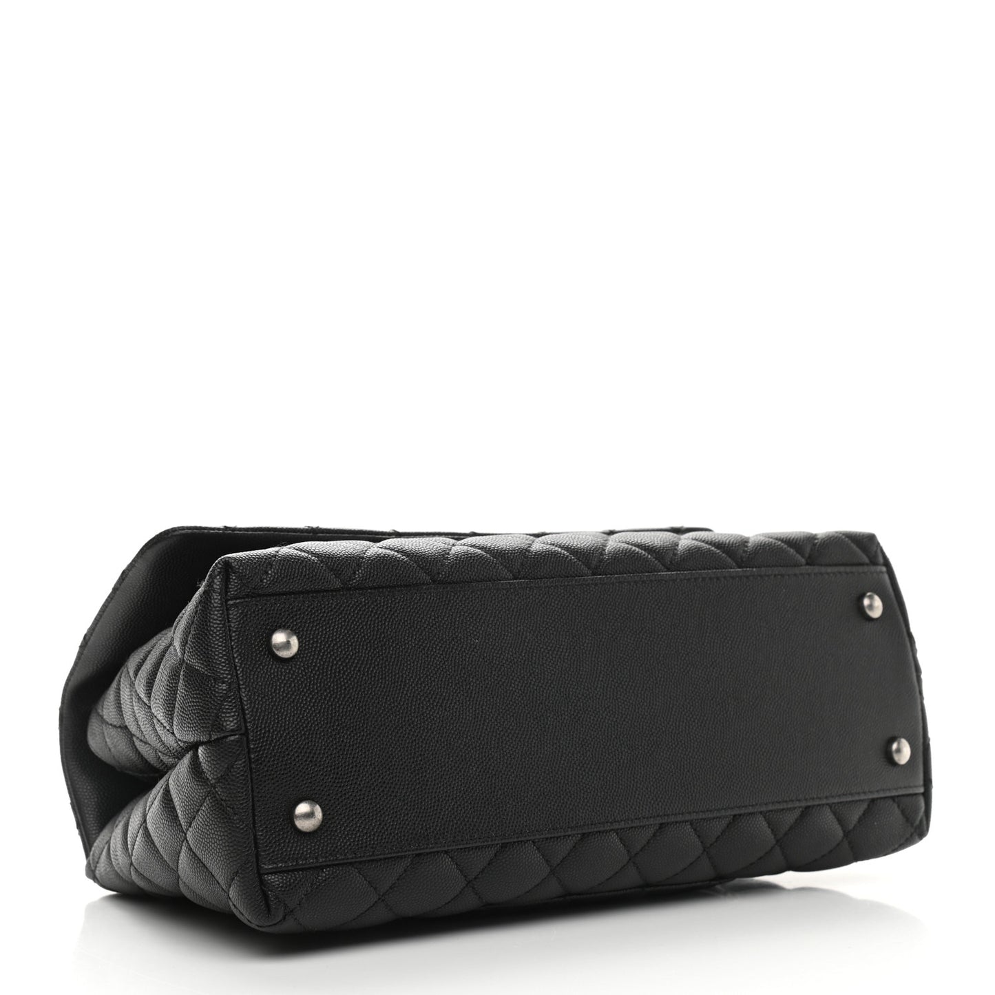 Caviar Lizard Quilted Small Coco Handle Flap Black