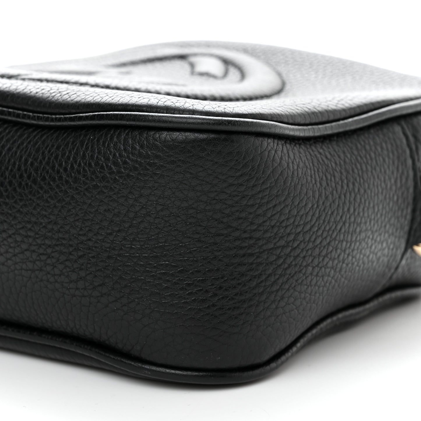 Pebbled Calfskin Small Soho Disco Bag Black