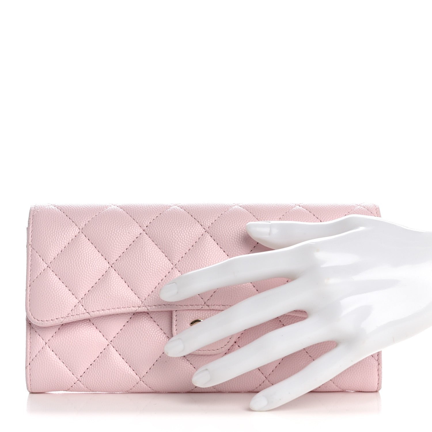 Chanel Caviar Quilted Large Gusset Flap Wallet Light Pink 2 of 8