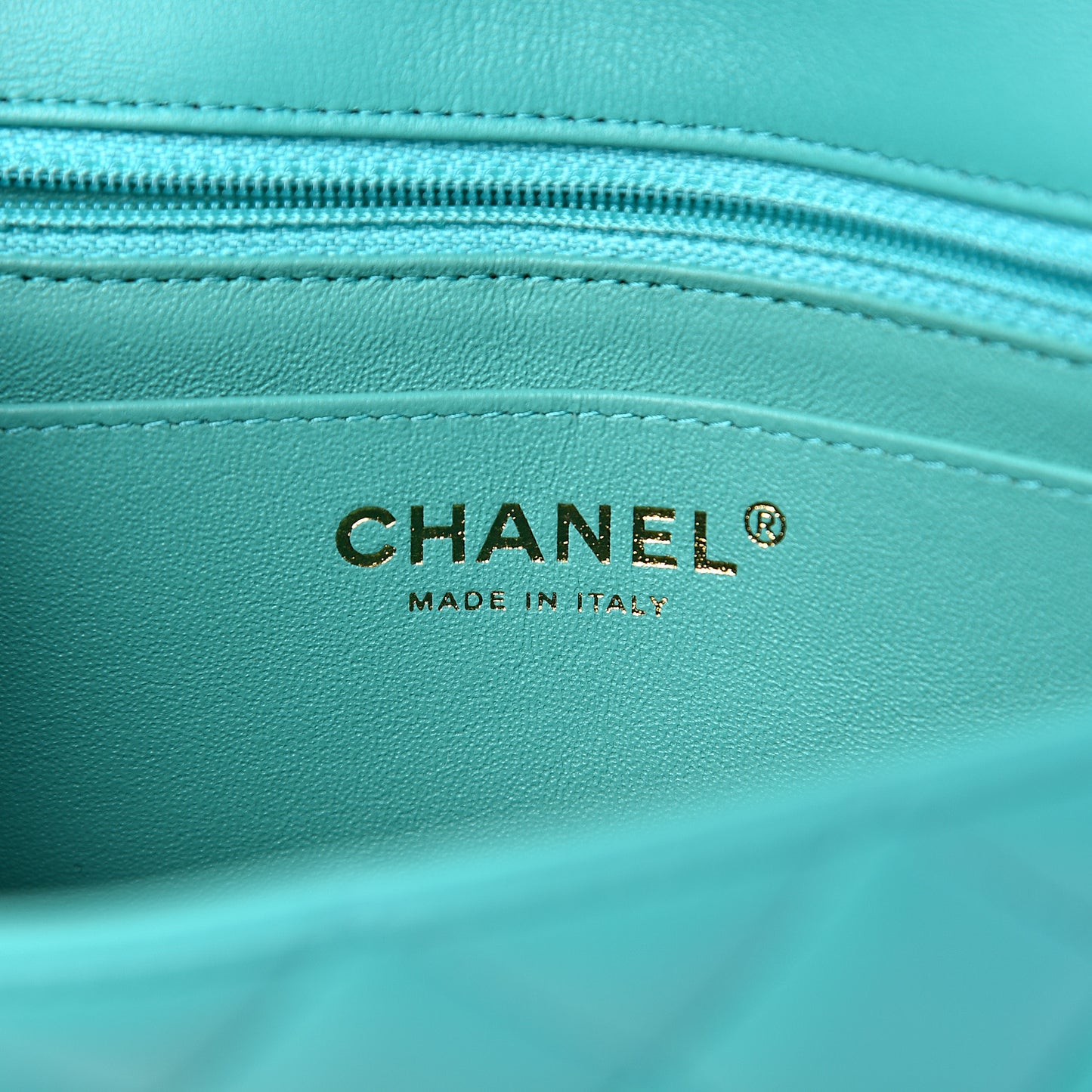 Lambskin Quilted Mini Rectangular Flap Turquoise