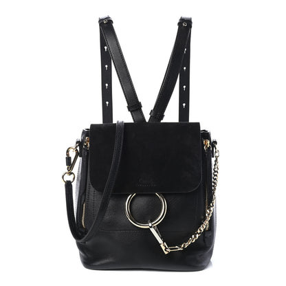Chloe Suede Calfskin Small Faye Backpack Black 1 of 4