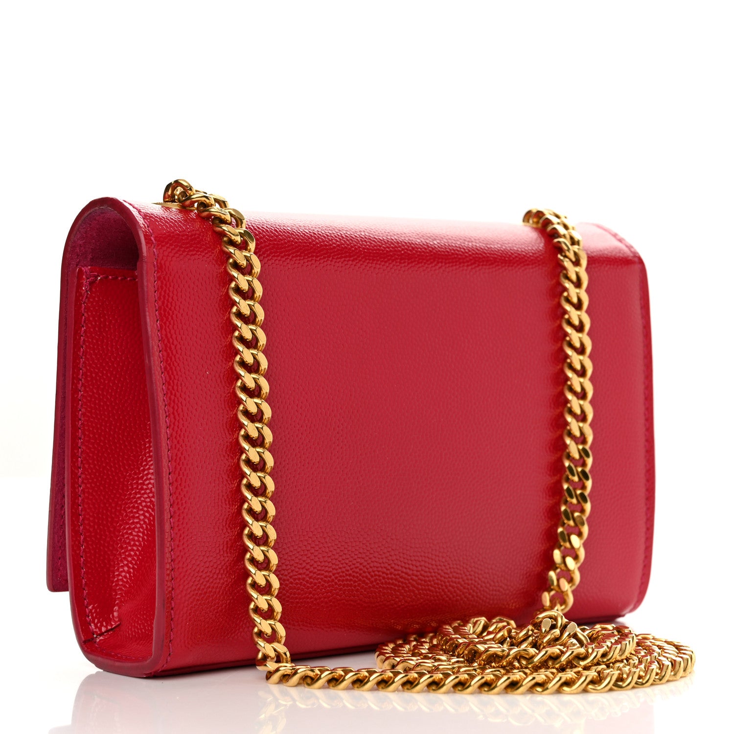 Saint Laurent Grain De Poudre Small Monogram Kate Satchel Lipstick Fuchsia 3 of 12