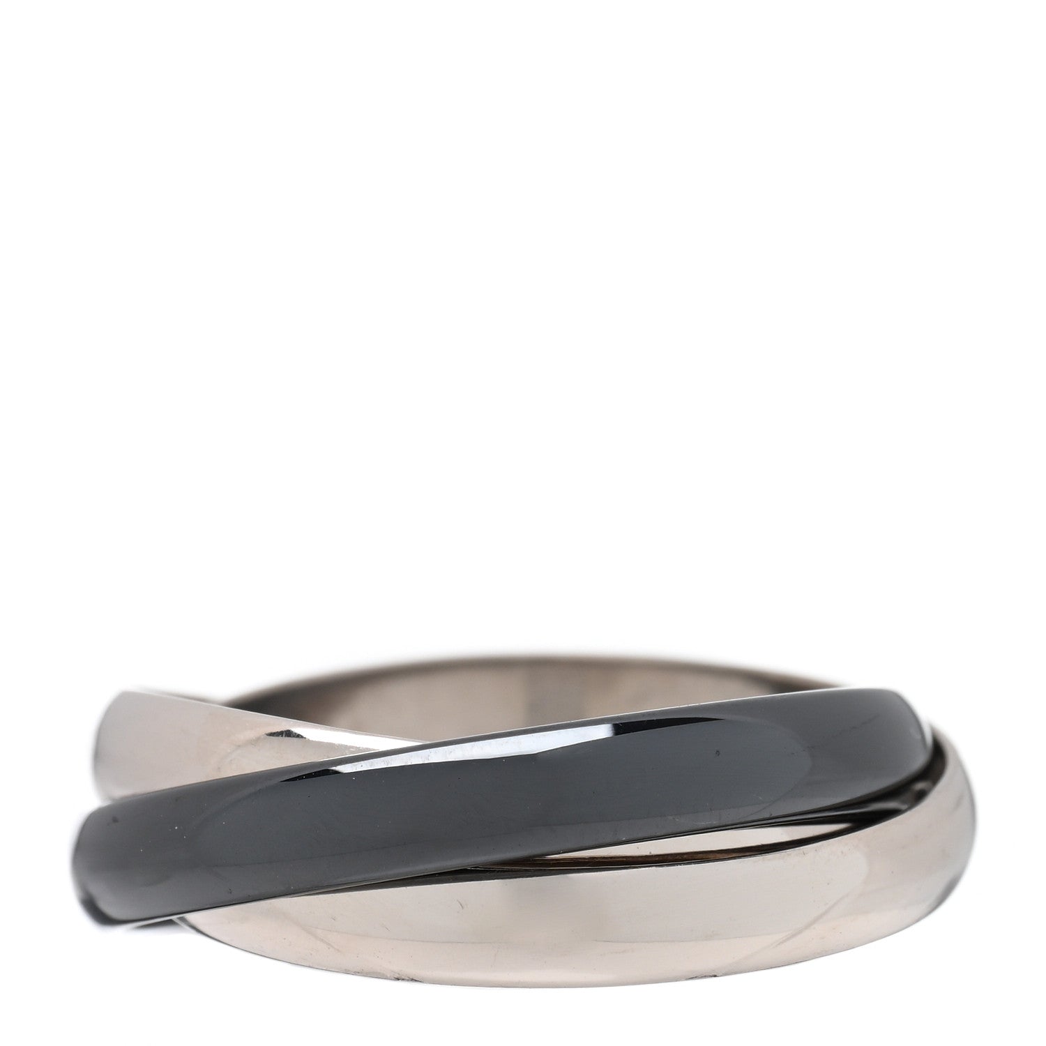 Cartier 18K White Gold Black Ceramic Trinity Ring 62 10 3 of 4