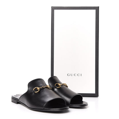 Gucci Malaga Kid Horsebit Slide Sandals 37.5 Black 10 of 10