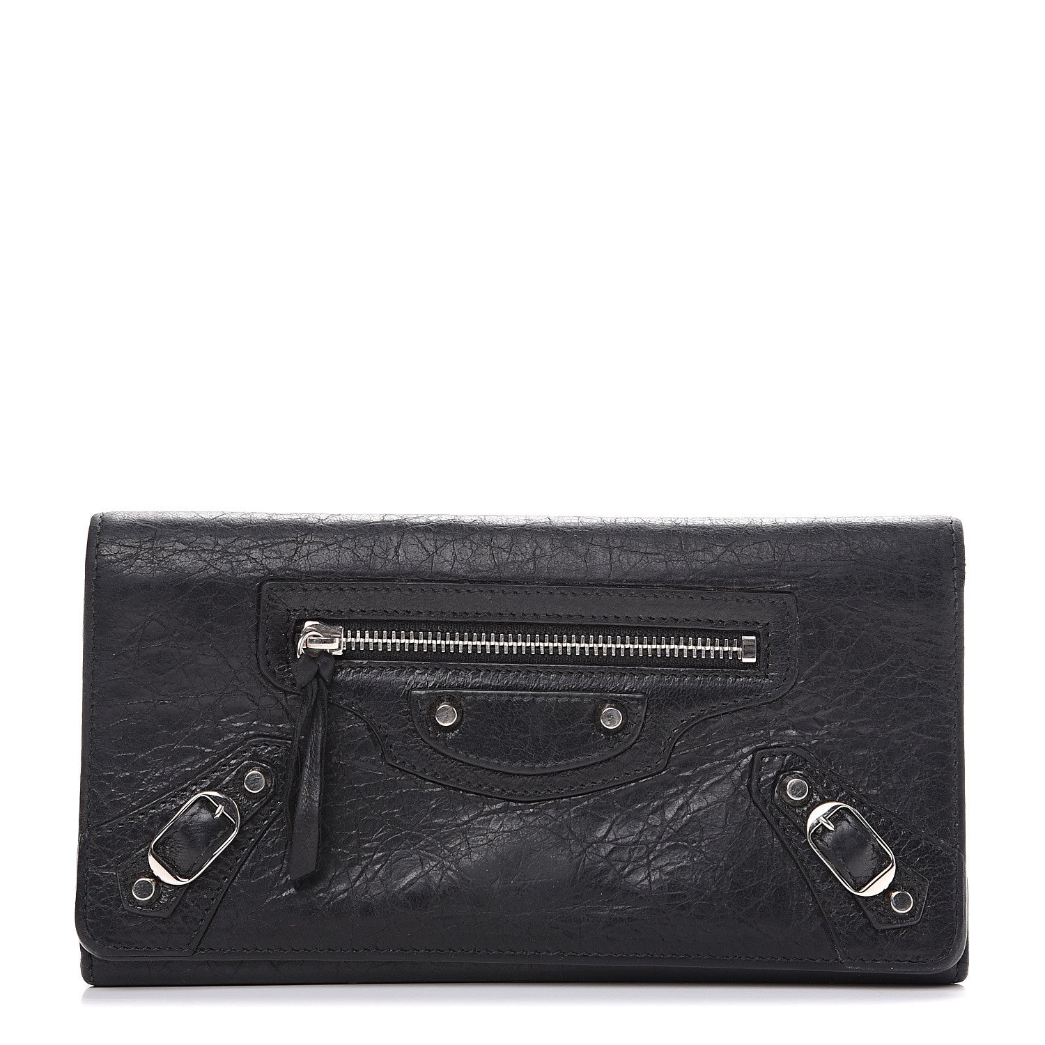 Balenciaga Agneau Classic Silver Hardware Money Wallet Black 1 of 12