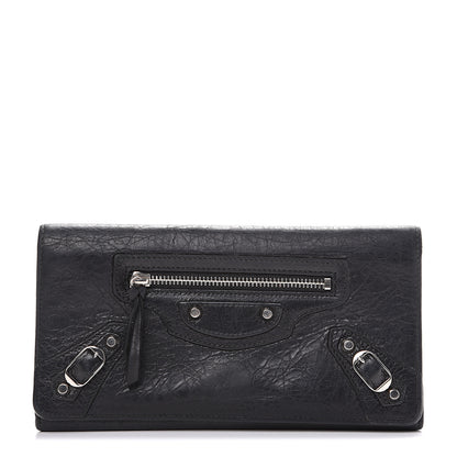 Balenciaga Agneau Classic Silver Hardware Money Wallet Black 1 of 12