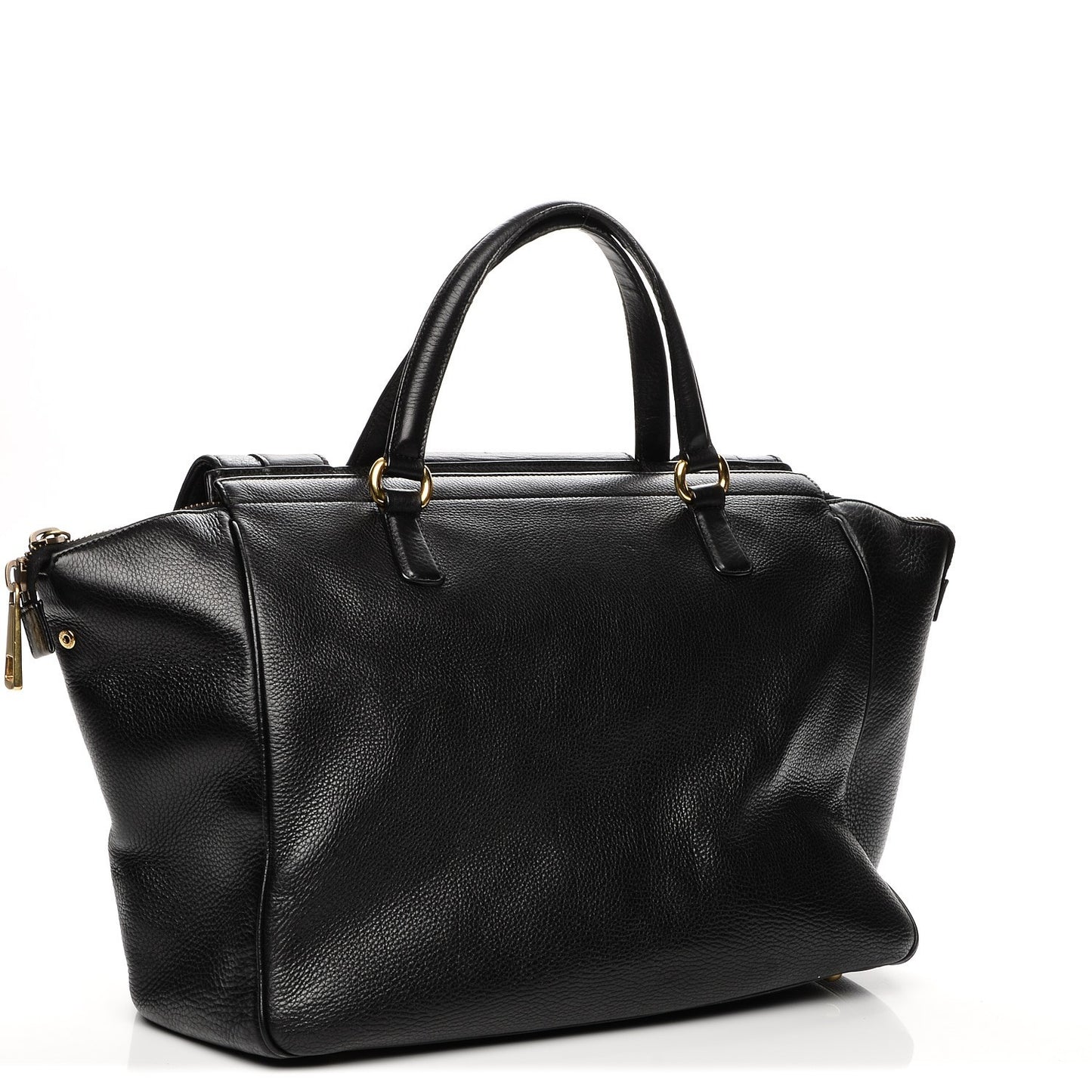 Pebbled Calfskin Medium 1973 Top Handle Satchel Black