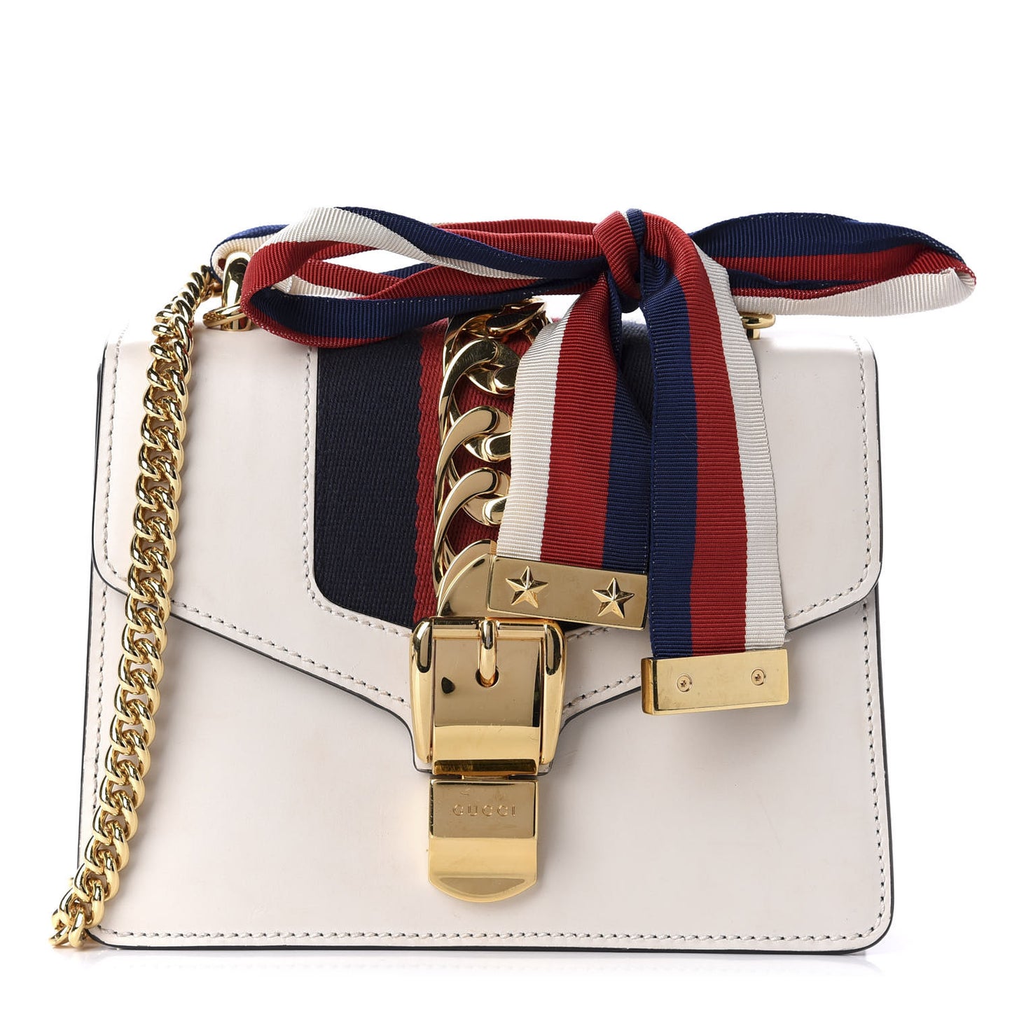 Calfskin Mini Sylvie Chain Shoulder Bag White