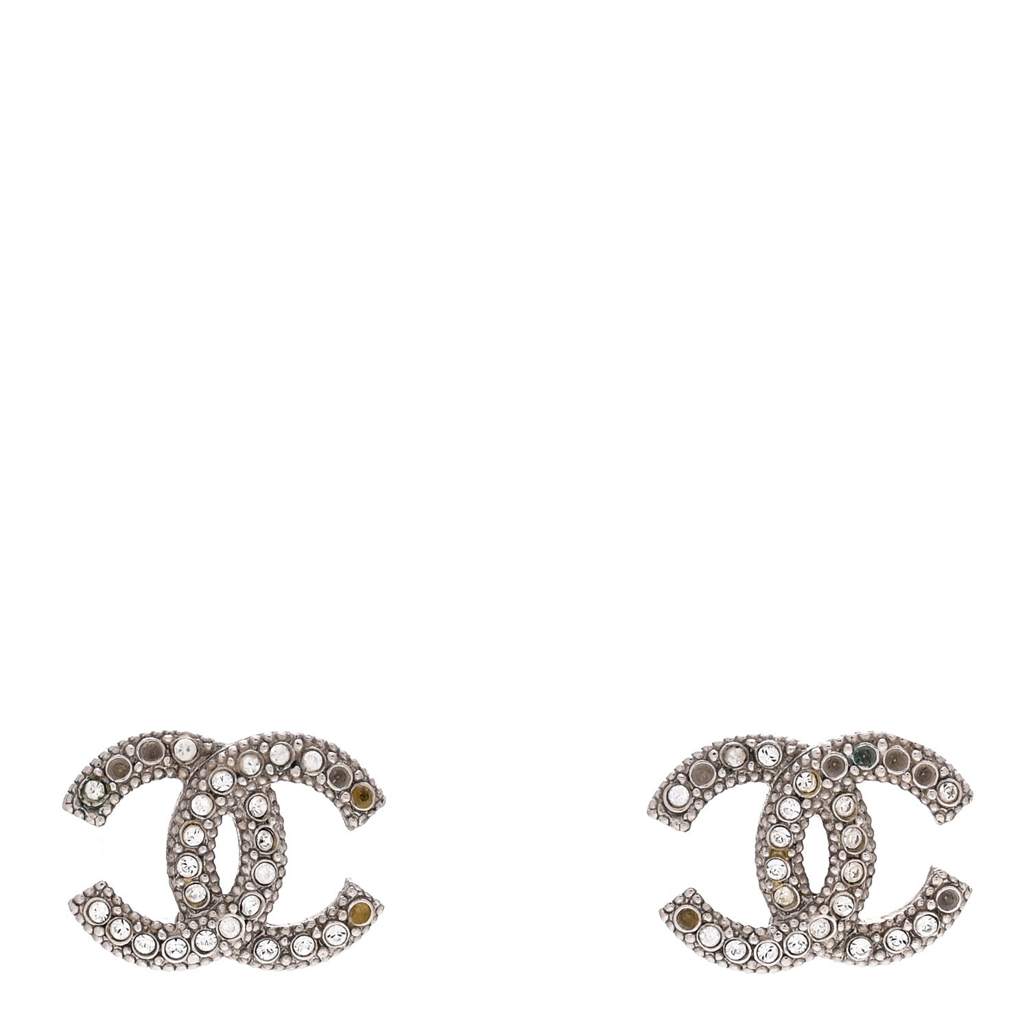 Chanel Crystal CC Earrings Silver 1 of 4
