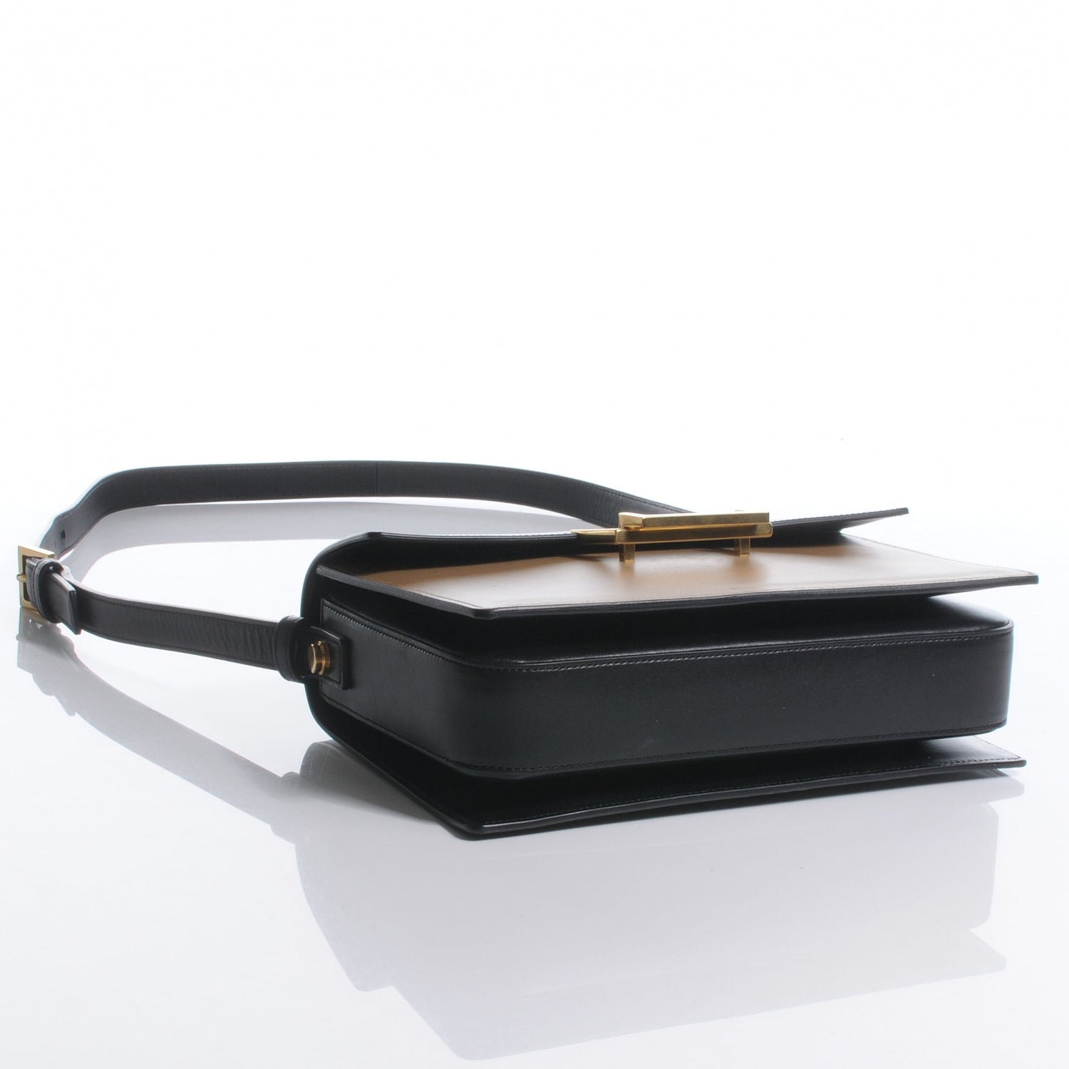 Saint Laurent Leather Medium Bi-Color Lulu Satchel Beige Black 4 of 8