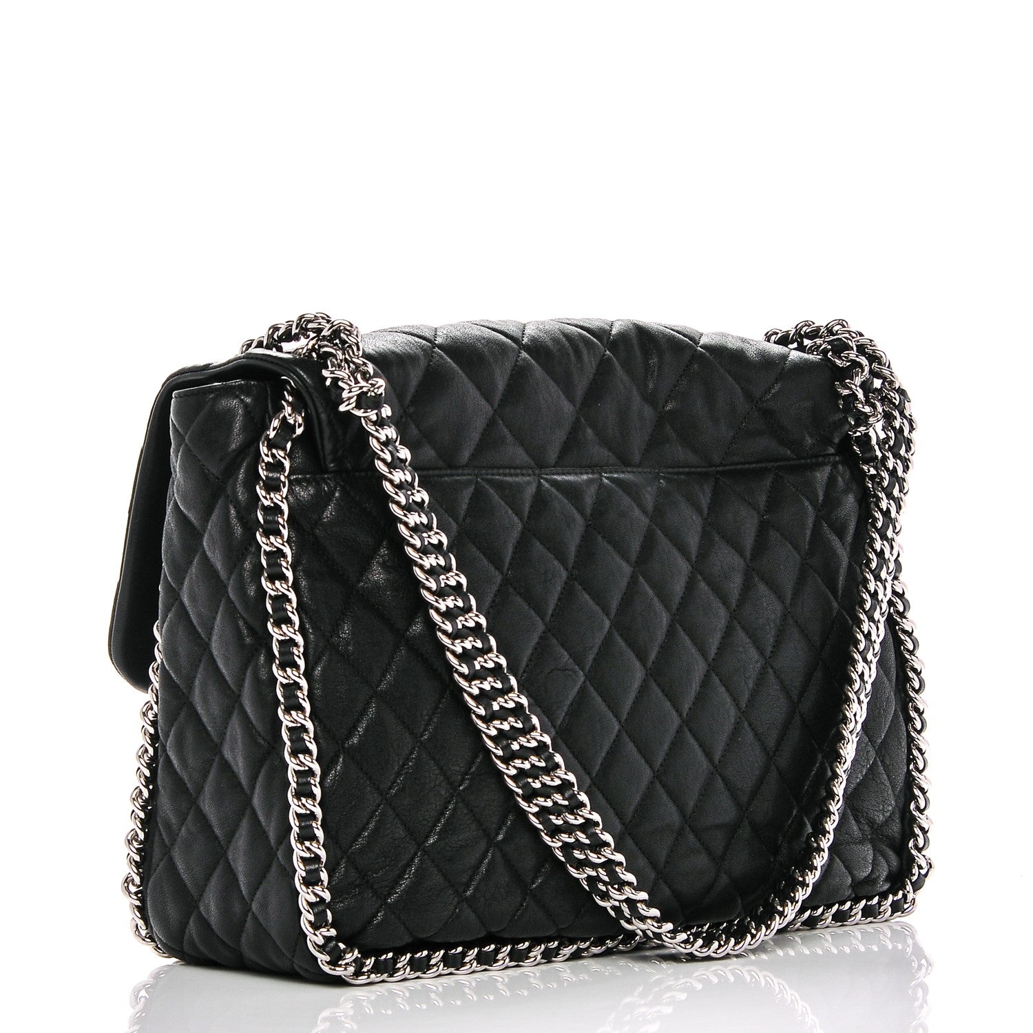 Chanel Washed Lambskin Quilted Maxi Chain Around Flap Black 3 of 7