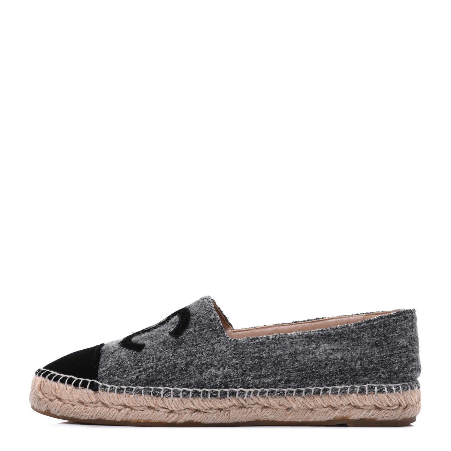 Tweed Velvet CC Espadrilles 41 Grey Black