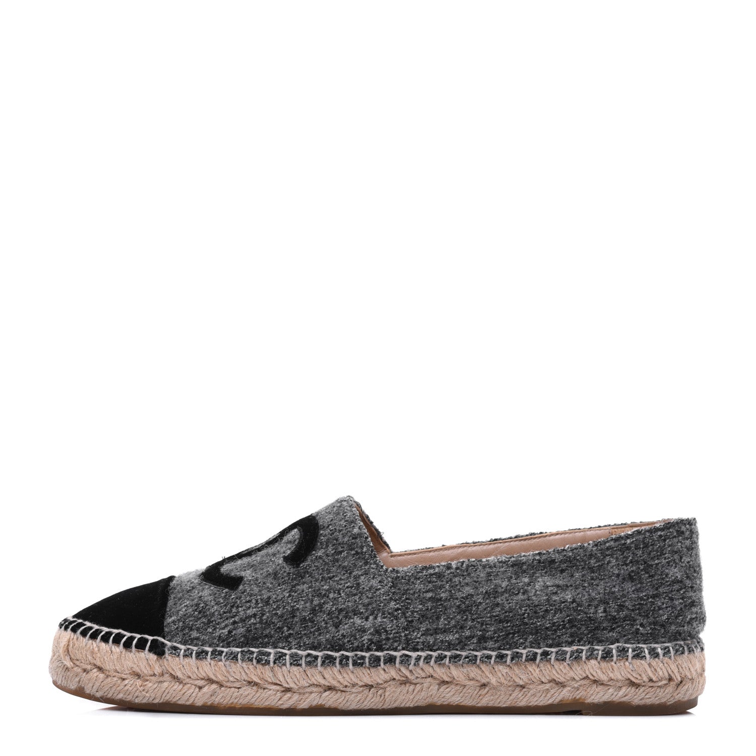 Chanel Tweed Velvet CC Espadrilles 41 Grey Black 1 of 18