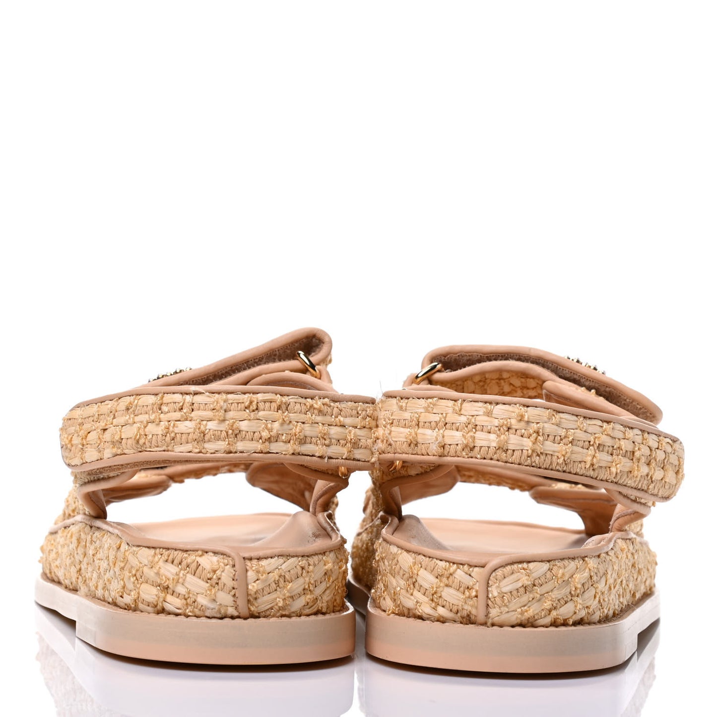 Braided Fabric Velcro Dad Sandals 38 Beige