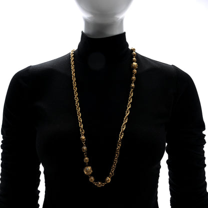 Chanel Metal Crystal CC Ball Chain Necklace Gold 2 of 4