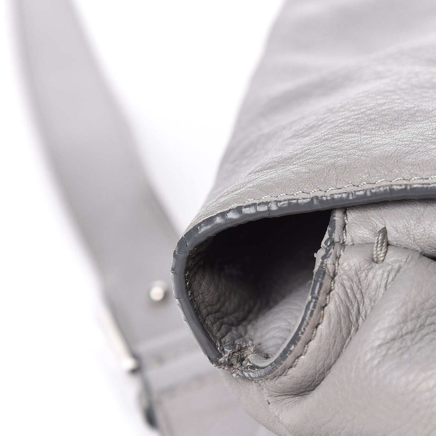 Grained Calfskin Medium Pandora Pure Flap Bag Pearl Grey