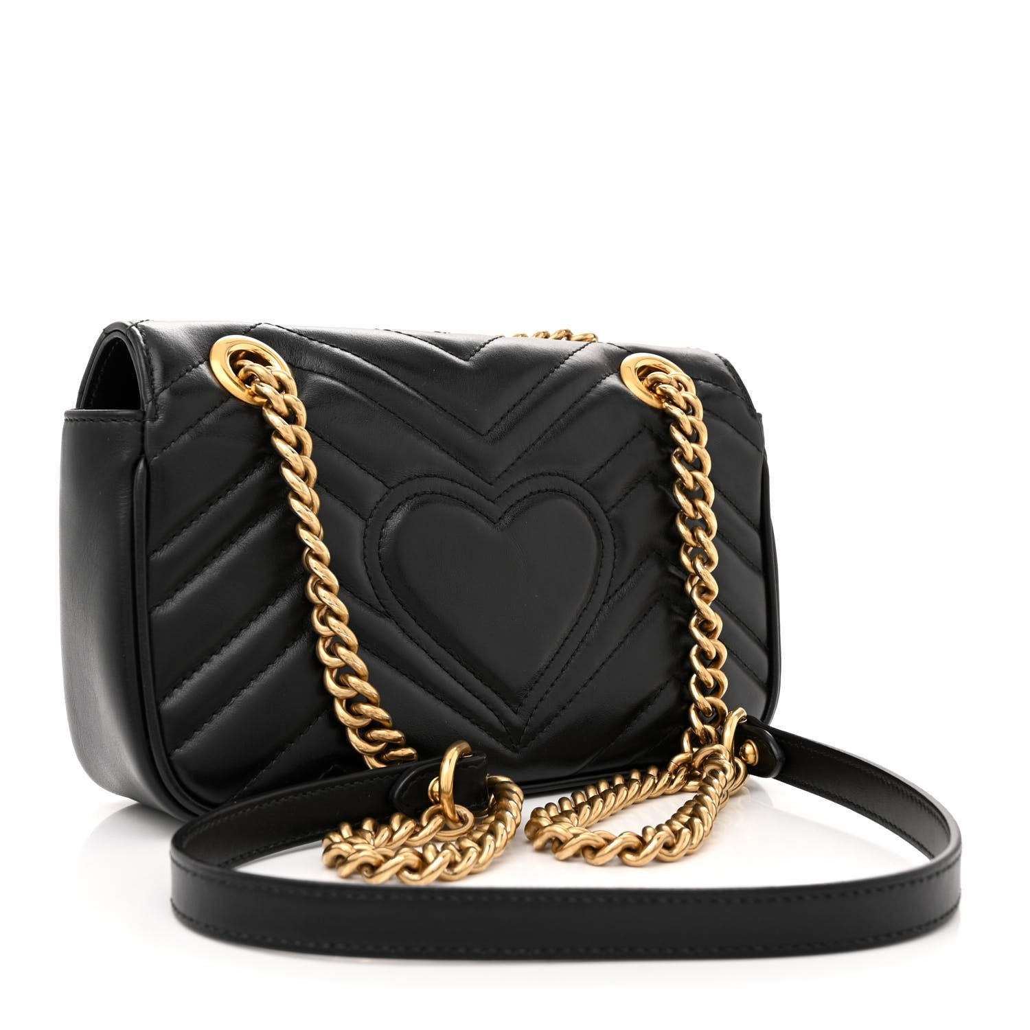 Gucci Calfskin Matelasse Mini GG Marmont Shoulder Bag Black 3 of 12